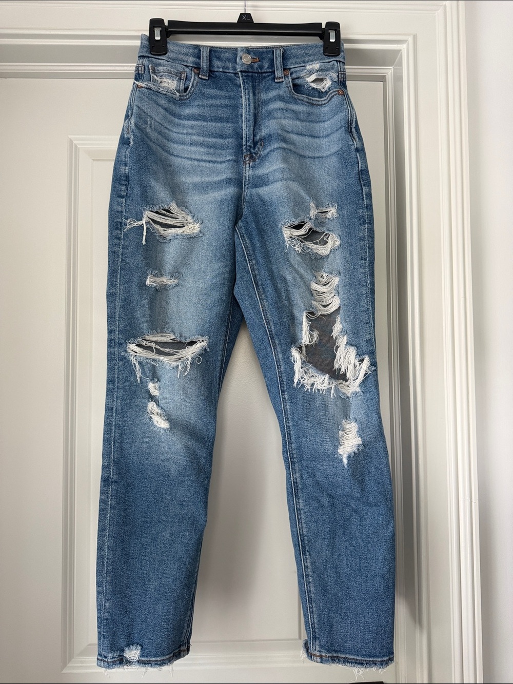 American Eagle Curvy Mom Distressed Jeans
